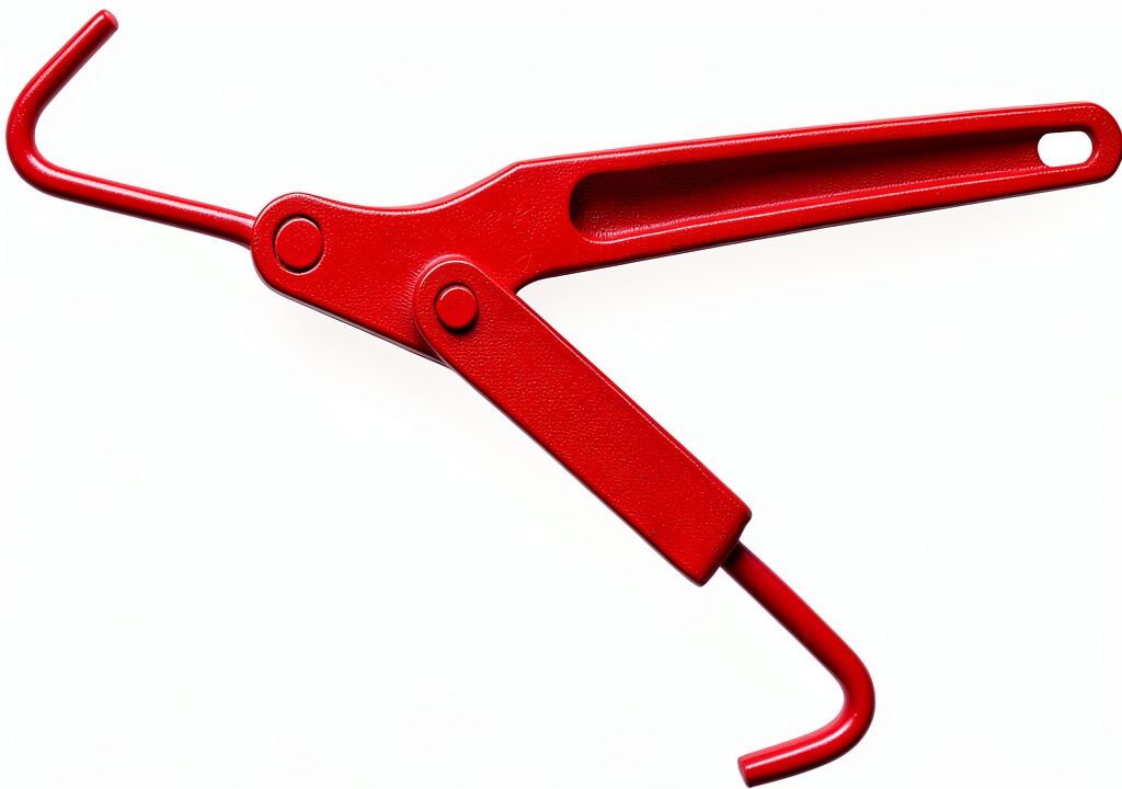'Maasdam Load Binder in red steel with hook mounting'