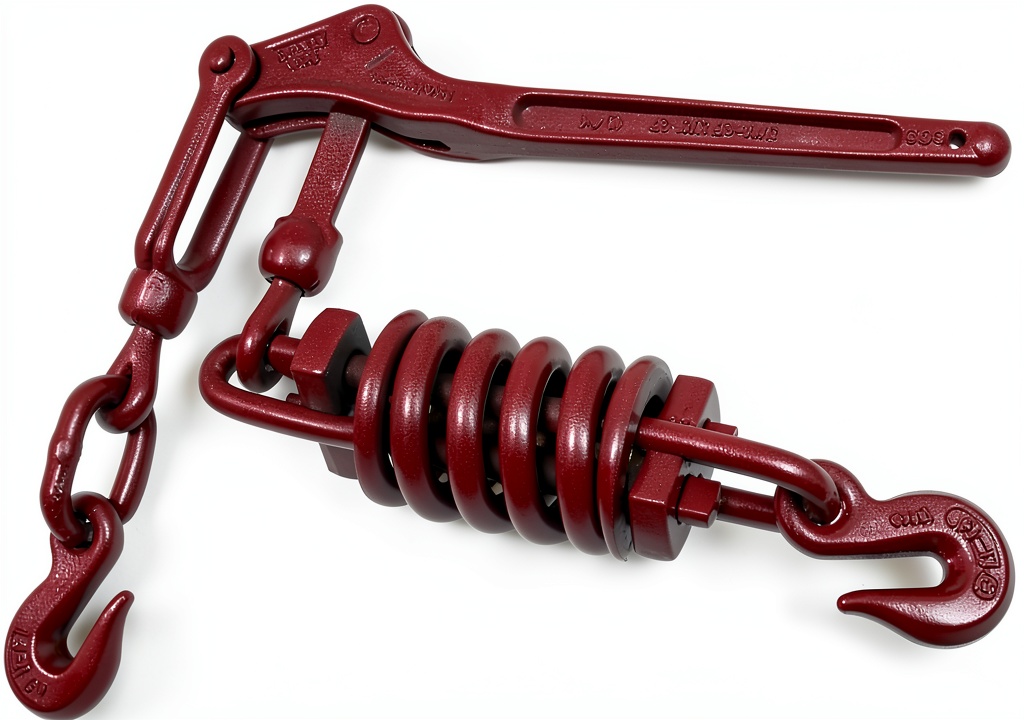 Generic load binder in maroon color with dimensions displayed