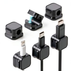 Cord Organizer 6 Pack Spring Cable Holder Clips Black Desk Wire Keeper-0