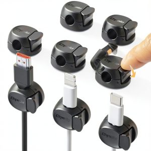 Cable Organizer Chfeila 8 Pack Dual Spring and Clasp Cord Clips White-0