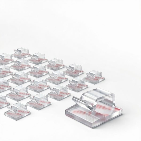 100PCS Cable Clips, Adhesive Wire Clips Strong Cord Clips Wire Holders, Cable Management Clips for Desk, Wall, Car, TV, Ethernet Cable (Clear, Small)-1