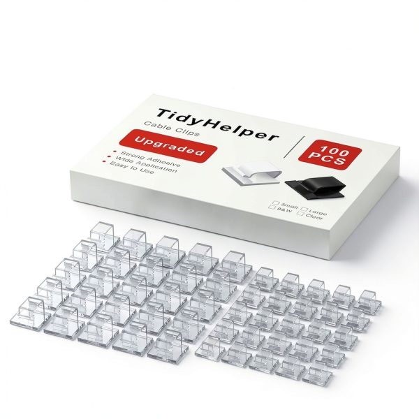 Outdoor Light Clips 100 PCS Clear Small & Large Adhesive Cable Clips-1