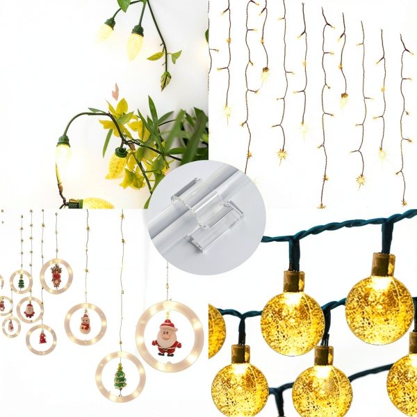 Outdoor Light Clips 100 PCS Clear Small & Large Adhesive Cable Clips-5
