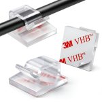 100PCS Cable Clips, Adhesive Wire Clips Strong Cord Clips Wire Holders, Cable Management Clips for Desk, Wall, Car, TV, Ethernet Cable (Clear, Small)-0
