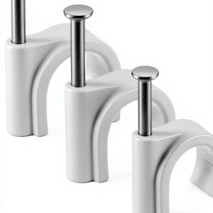 Cable Clips, 400 Pcs, 4mm 6mm 8mm 10mm, Wire Wall Clips with Steel Nails, Ethernet Cable Clips, Cable Tacks Coax Cable Clips, RG6 RG59 CAT6 RJ45 Cable Cord Clips, White…-0